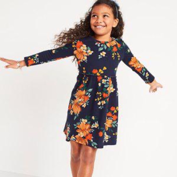 old navy kids white floral long sleeve dress - Picture 1 of 7